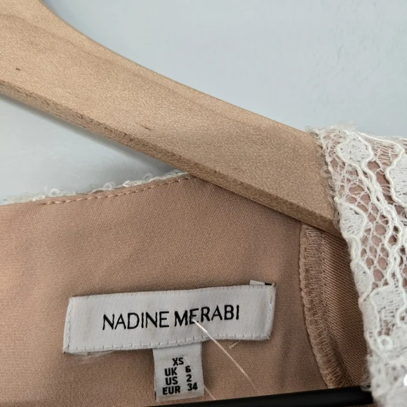 Nadine Merabi Carly Dress size XS Lace White Sequins Long Sleeve Bride - Picture 9 of 11